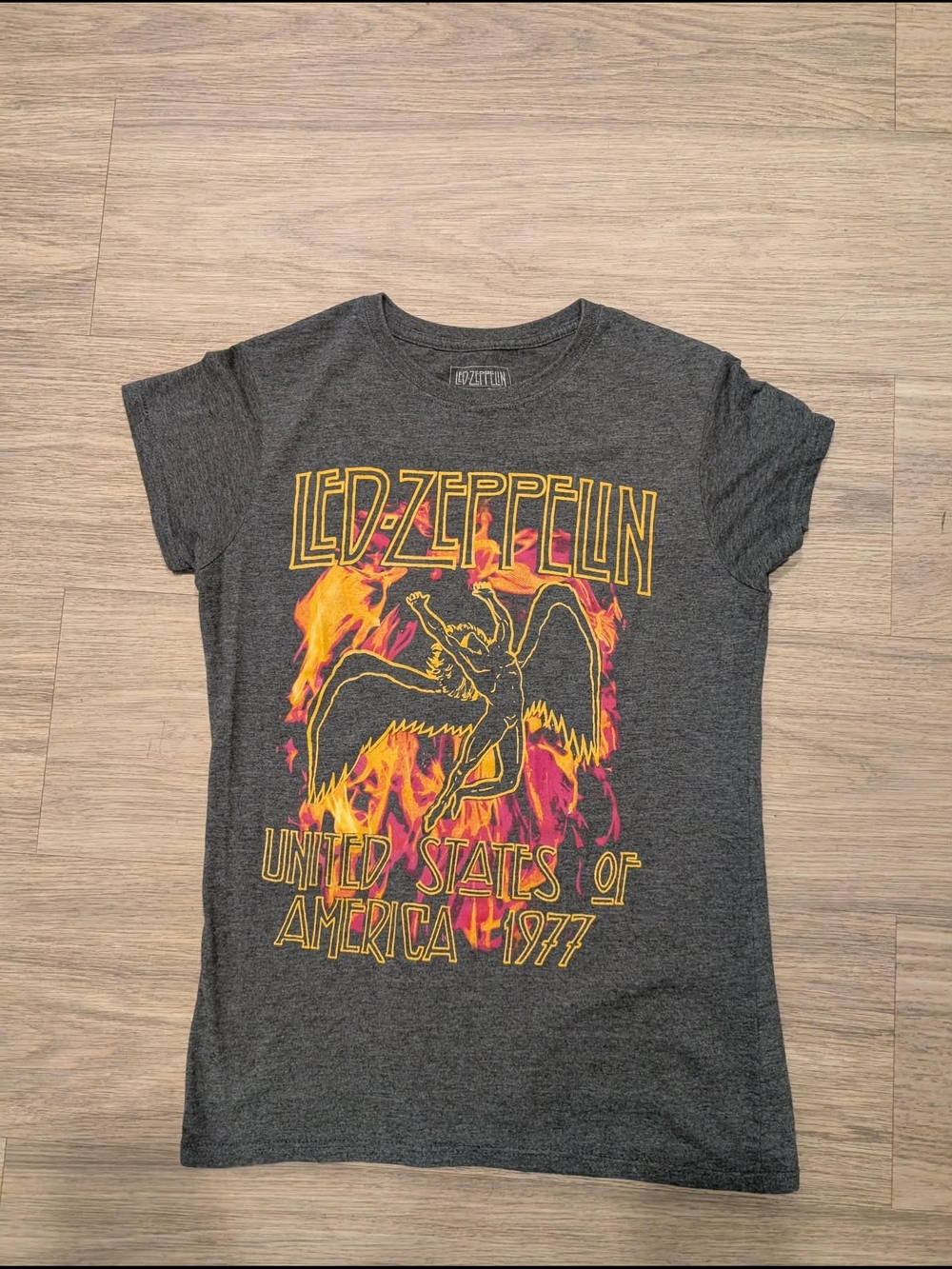 Led Zeppelin Graphic Tee - Charcoal with Flame Print